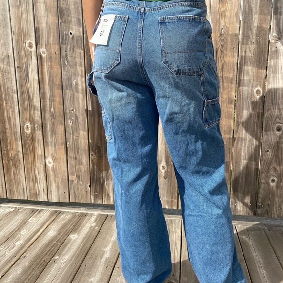 Blue High Rise Cargo Jeans - Picture 2 of 5